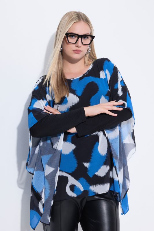 Туника с абстрактен принт и шифон