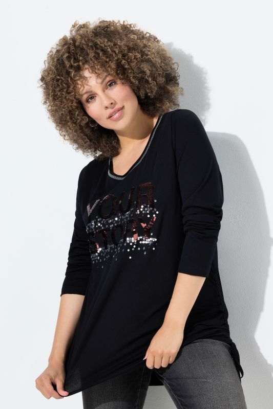 Тениска с надписи и пайети