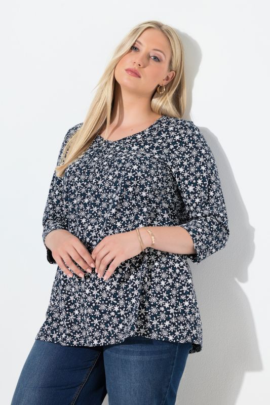 Тениска с принт на снежинки