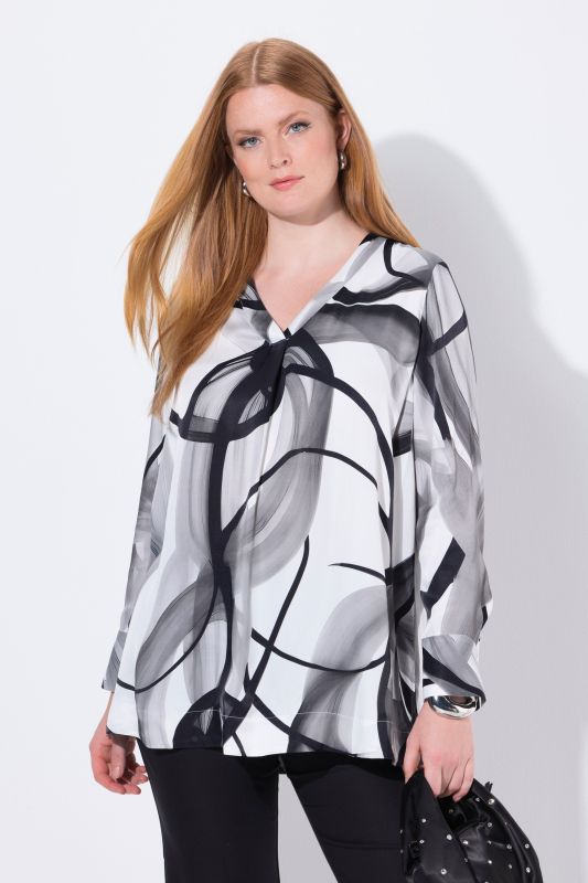 Блуза със завъртян принт