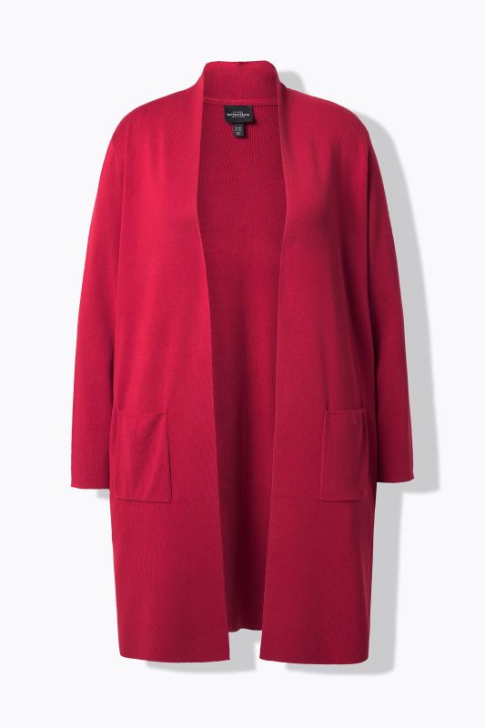 Long Pocket Open Front Cardigan Sweater