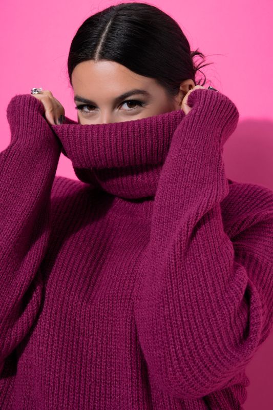 Long Cut Turtleneck Sweater