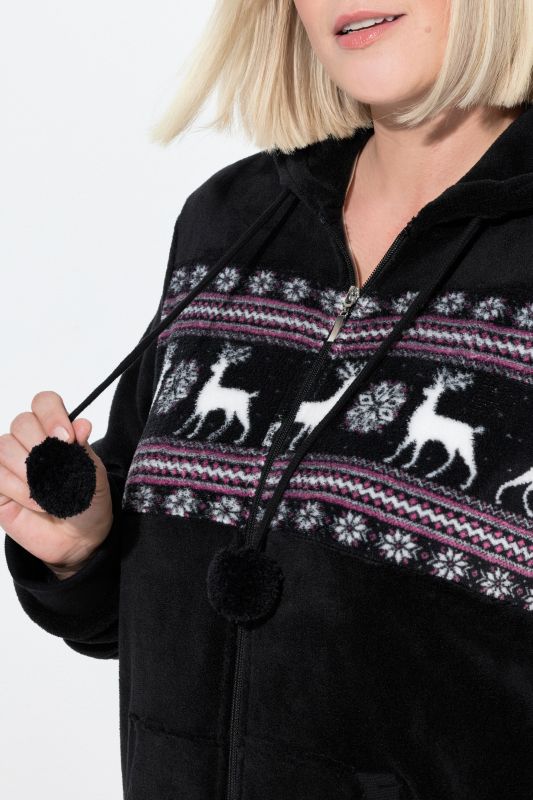 Суитчър плюшен с цип и норвежки принт
