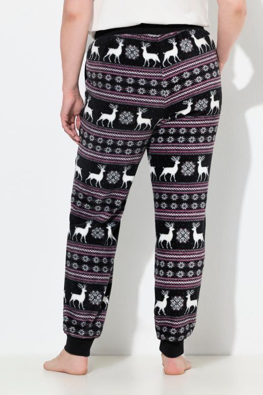 Norwegian Print Elastic Waist Plush Lounge Pants