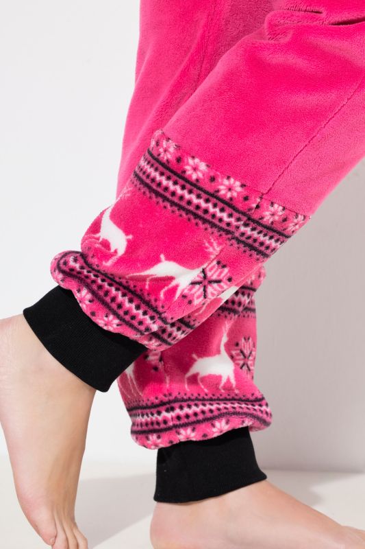 Nordic Stripe Print Elastic Waist Plush Lounge Pants