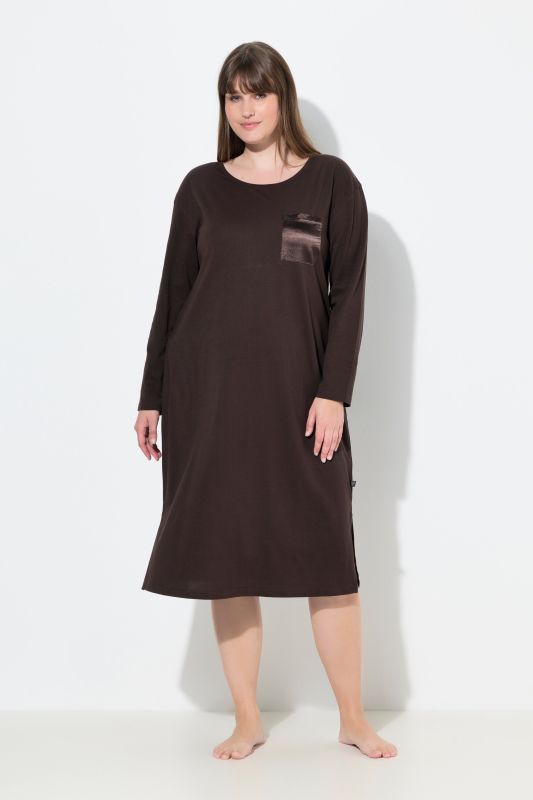 Satin Pocket Long Sleeve Nightgown