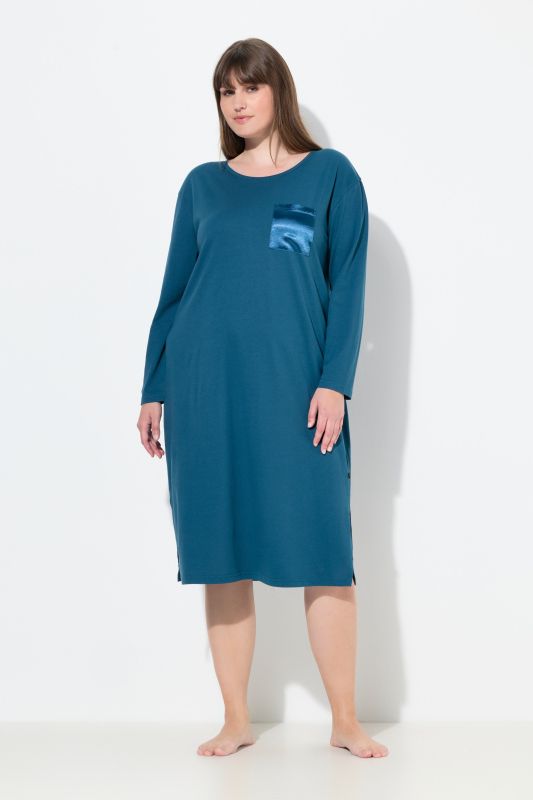 Satin Pocket Long Sleeve Nightgown