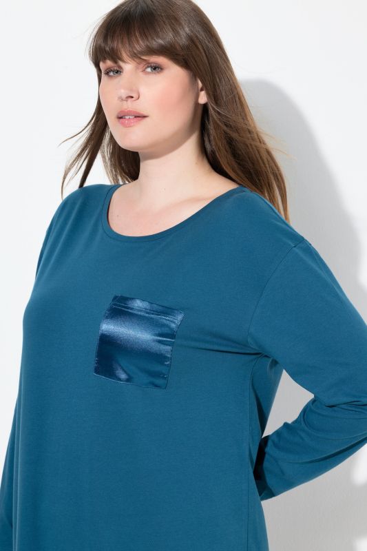 Satin Pocket Long Sleeve Nightgown