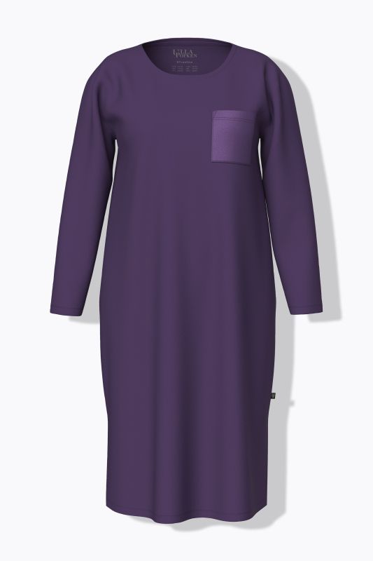 Satin Pocket Long Sleeve Nightgown