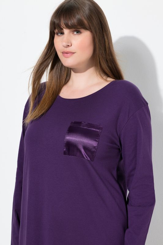 Satin Pocket Long Sleeve Nightgown