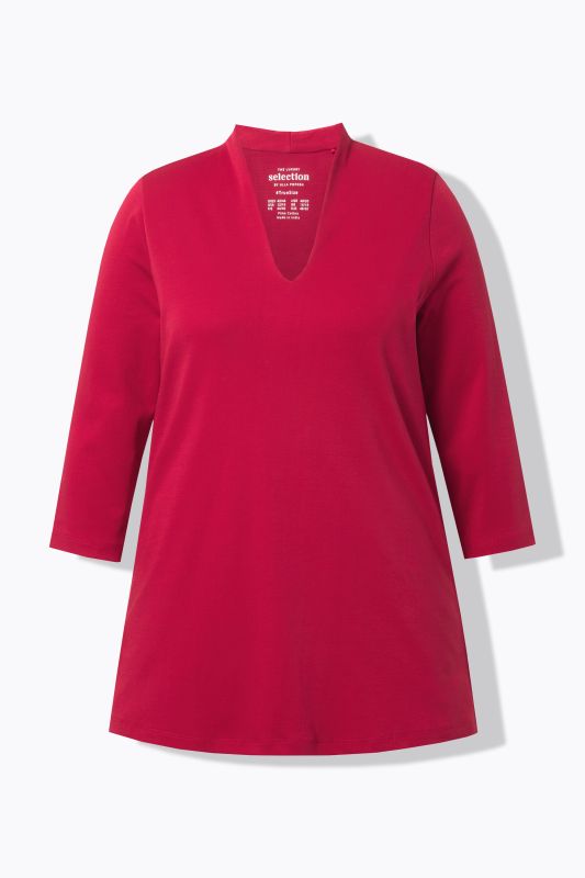 Pima Cotton Goblet Collar 3/4 Sleeve Tee