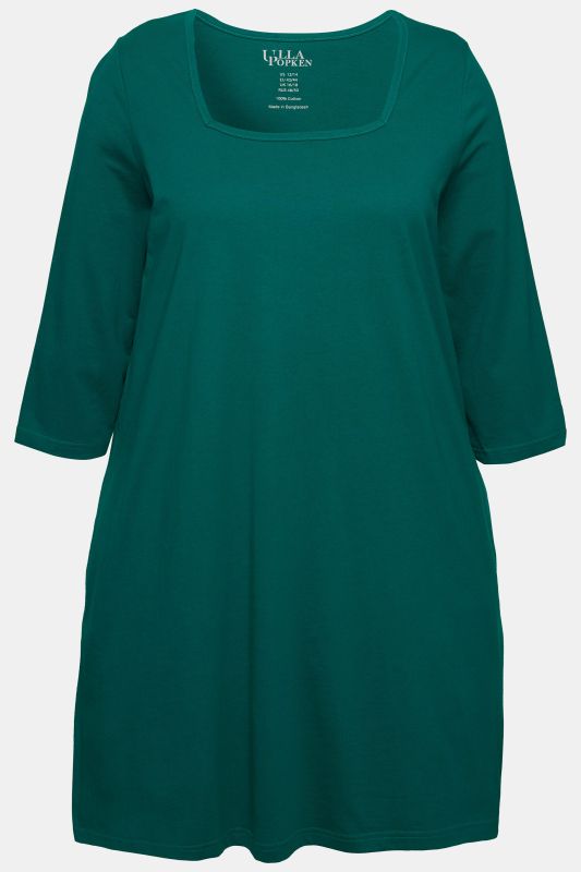 Square Neckline Knit Swing A-line Pocket Tunic