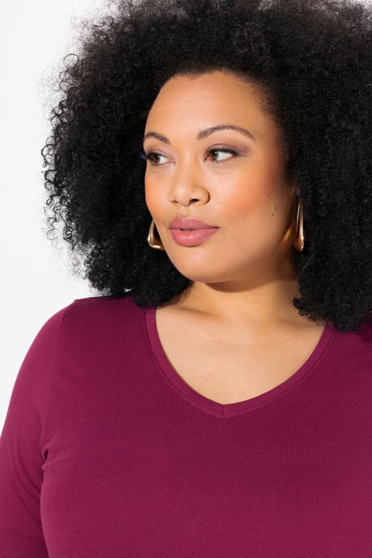 V-Neck Swing A-line Hem Cotton Knit Tunic