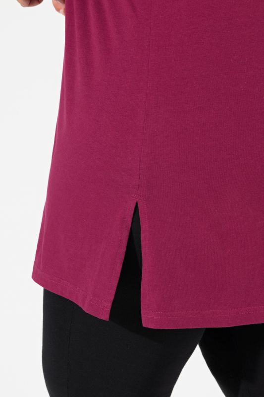 V-Neck Swing A-line Hem Cotton Knit Tunic