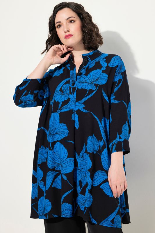 Floral 3/4 Sleeve Tunic Dress