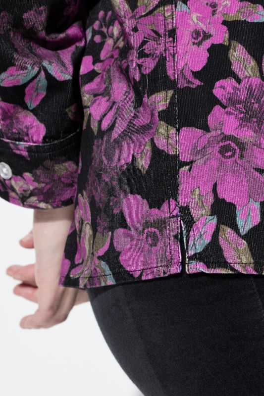 Floral Print Long Sleeve Corduroy Blouse