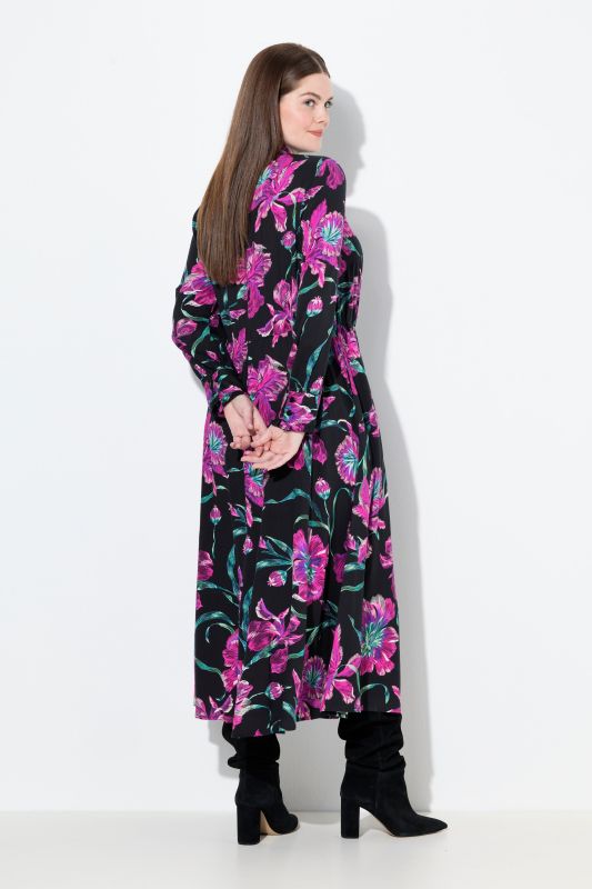 Floral Bow Tie Long Sleeve Maxi Dress