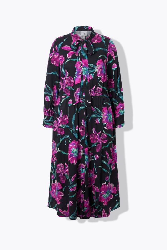 Floral Bow Tie Long Sleeve Maxi Dress
