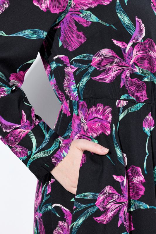 Floral Bow Tie Long Sleeve Maxi Dress