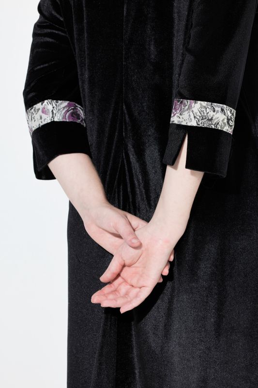 Velvet Floral Trim Necklace Dress