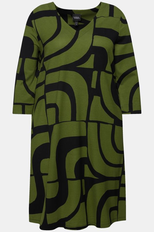 Geometric Print Punto di Roma Dress