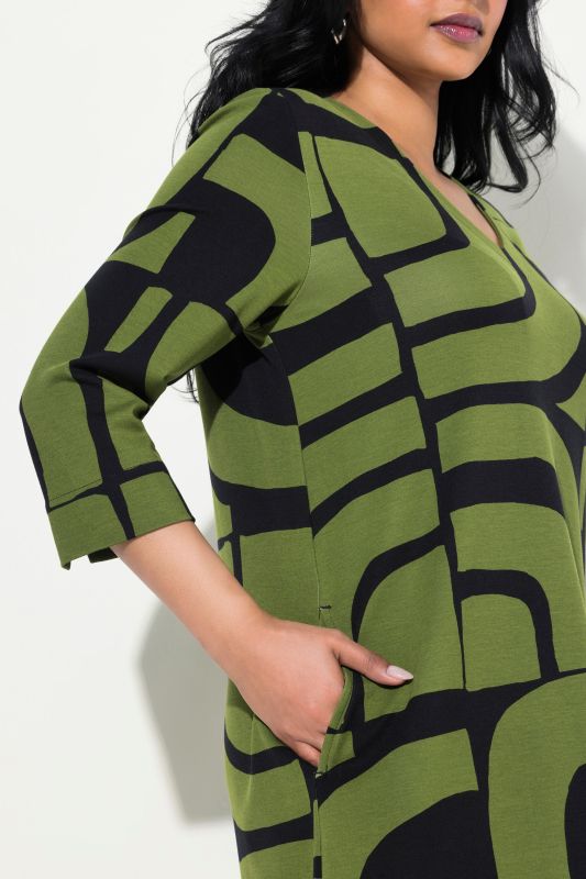 Geometric Print Punto di Roma Dress