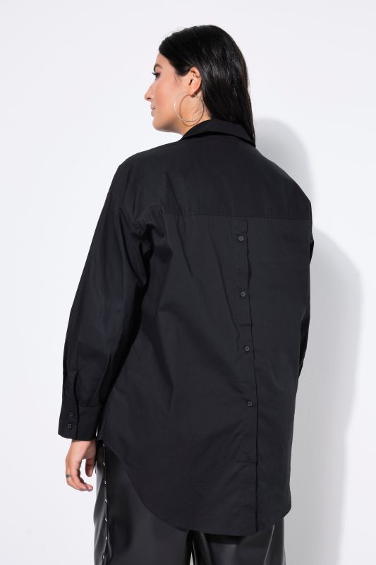 Back Button Long Sleeve Blouse