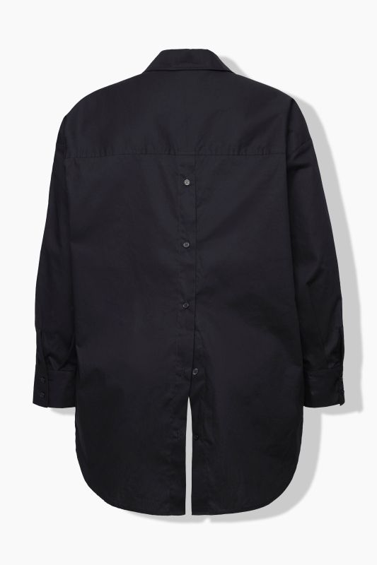 Back Button Long Sleeve Blouse