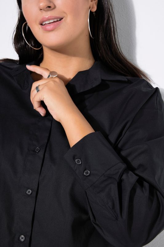 Back Button Long Sleeve Blouse