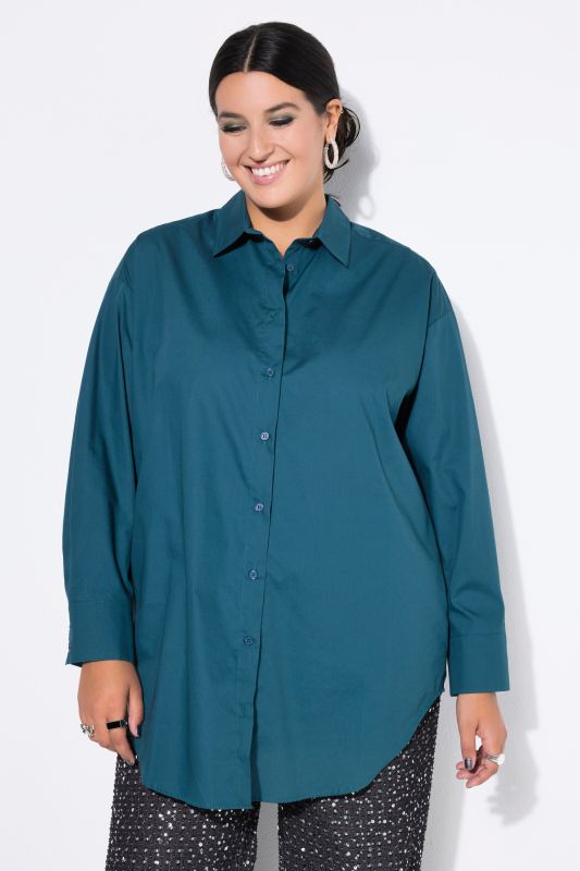 Back Button Long Sleeve Blouse