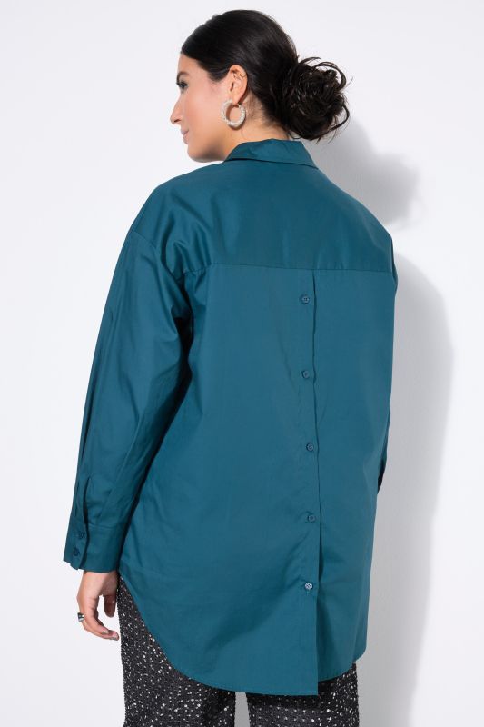 Back Button Long Sleeve Blouse