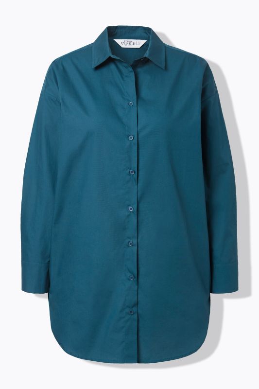 Back Button Long Sleeve Blouse