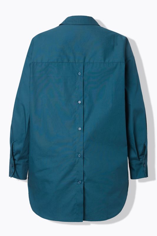 Back Button Long Sleeve Blouse