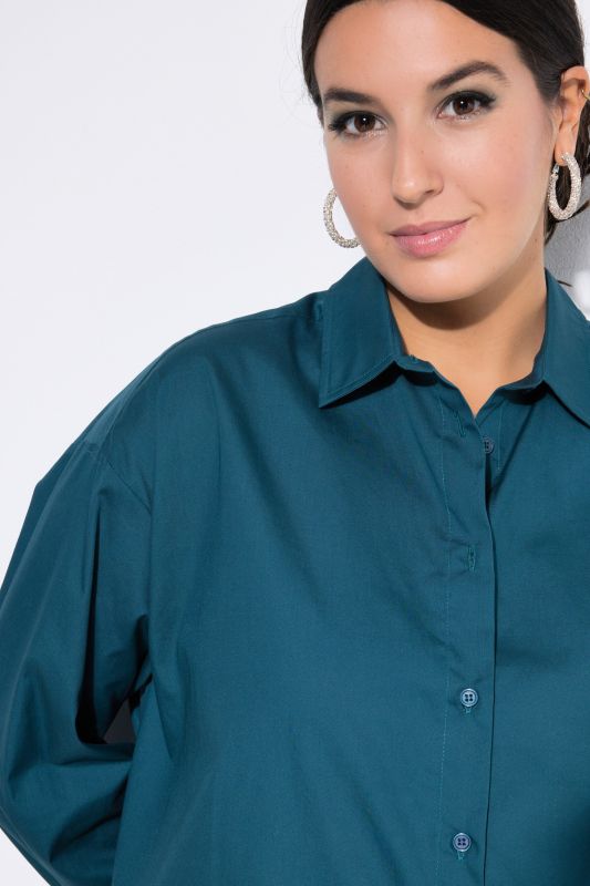 Back Button Long Sleeve Blouse