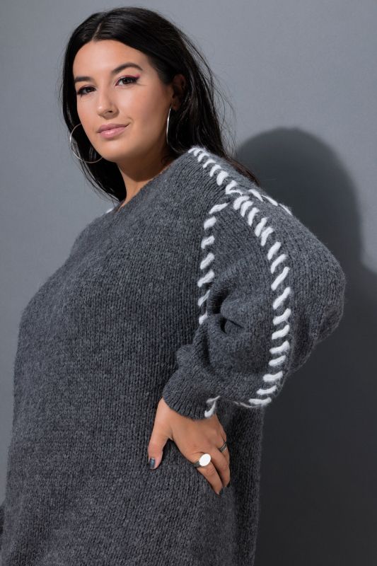 Oversized Seam Long Sleeve Sweater Dress