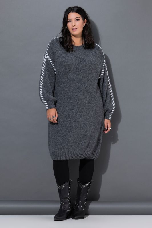 Oversized Seam Long Sleeve Sweater Dress
