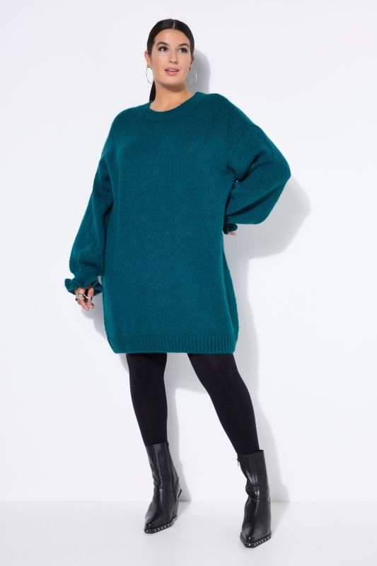 Ruffle Cuff Bishop Sleeve Sweater Dress