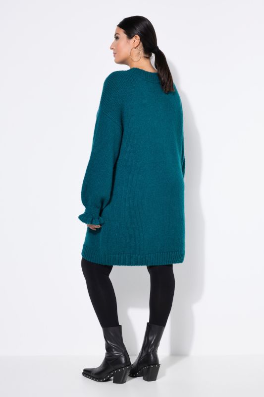Ruffle Cuff Bishop Sleeve Sweater Dress