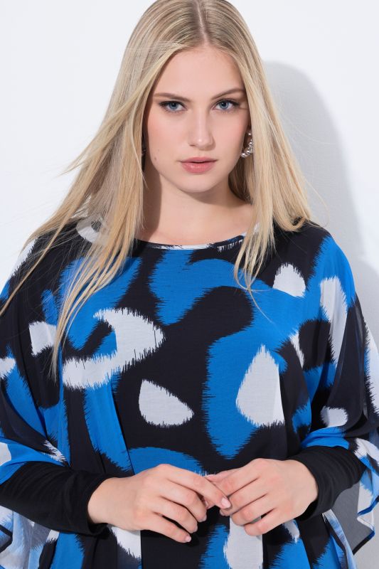 Туника с абстрактен принт и шифон