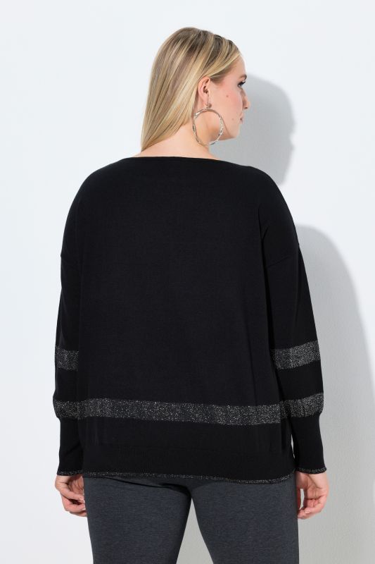 Пуловер с бляскави райета