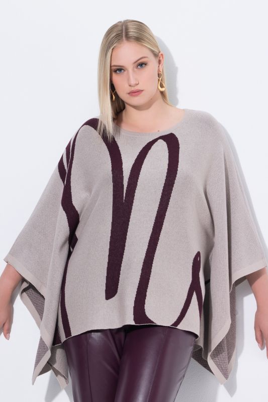 Пончо с рисуван принт