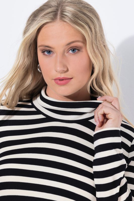 Striped Long Sleeve Turtleneck Tee