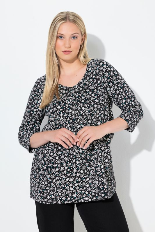 Тениска с принт на снежинки