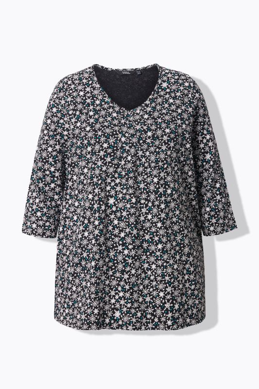 Тениска с принт на снежинки