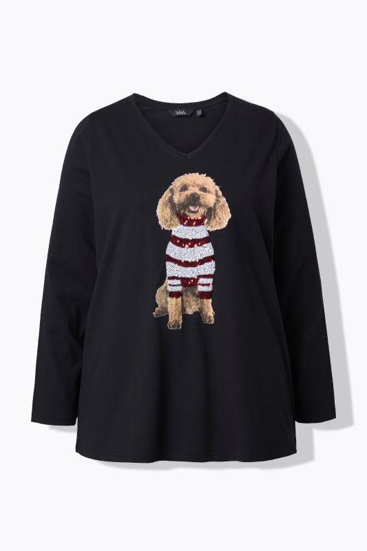 Блуза коледна с пайети и куче