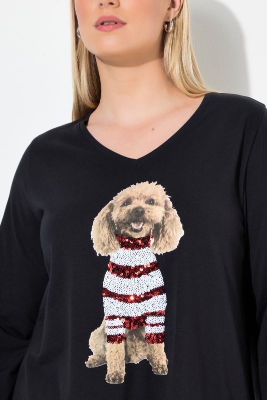 Блуза коледна с пайети и куче