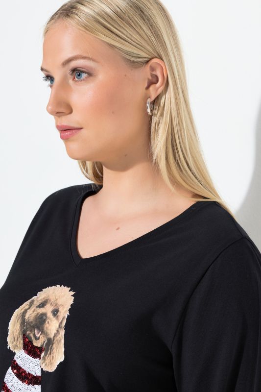 Блуза коледна с пайети и куче