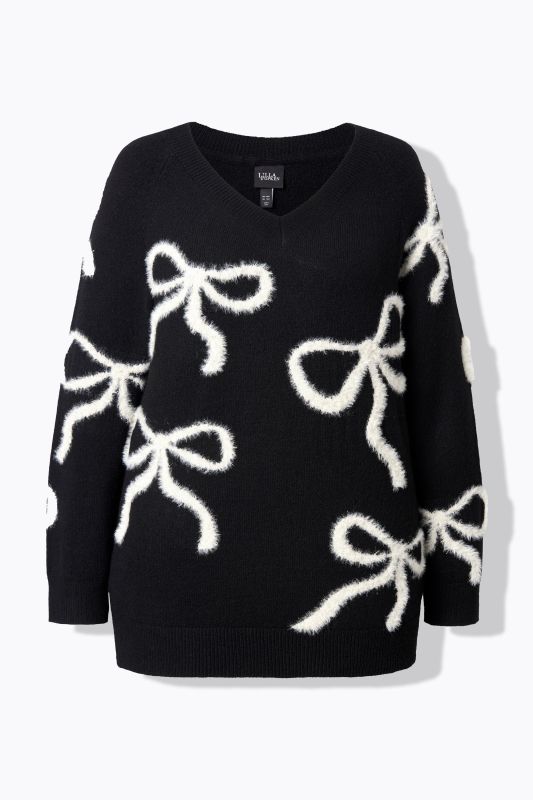 Пуловер с бляскава панделка