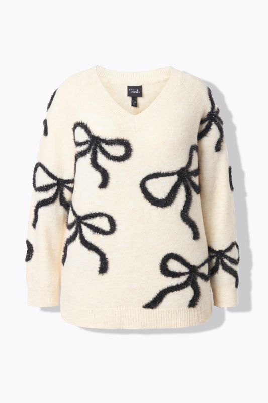 Пуловер с бляскава панделка