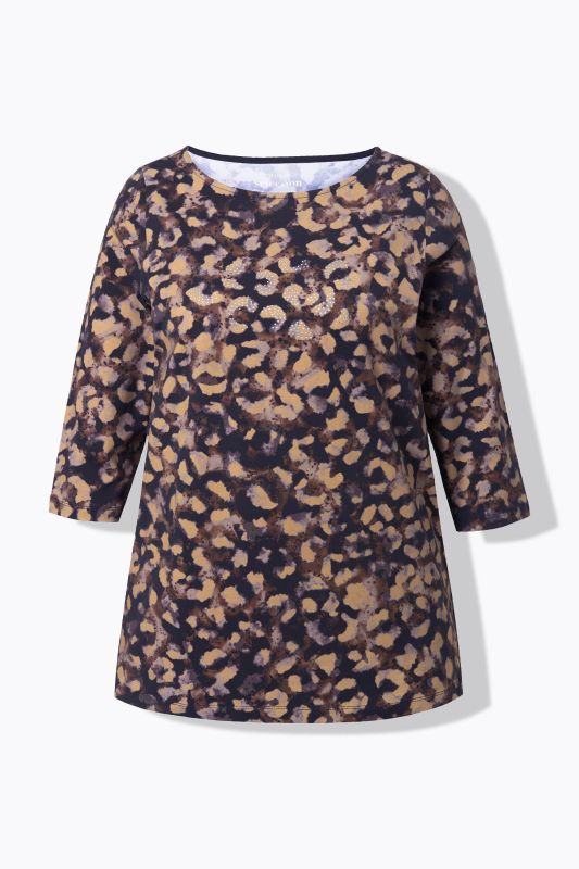Тениска с леопардов принт и бляскави камъчета